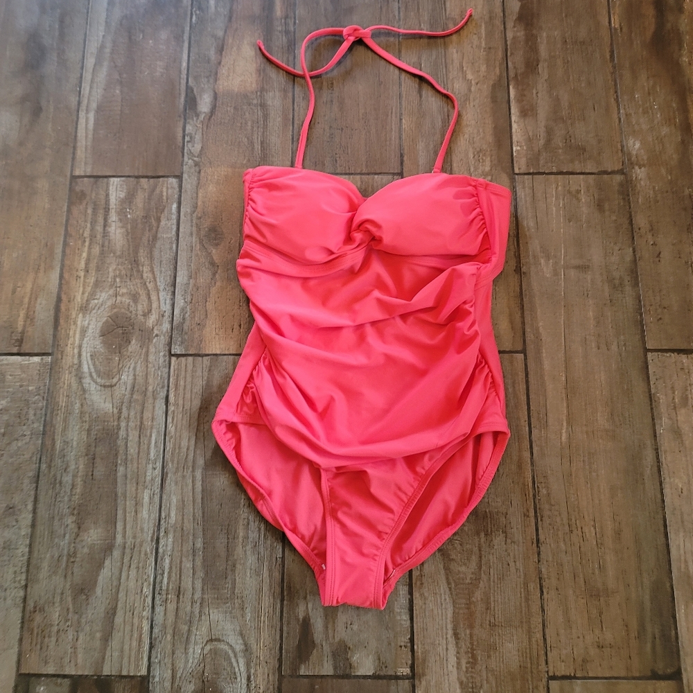 NWT Rouched Pink‎ Halter One Piece swim suit
